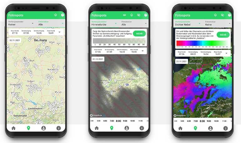 App-Ansicht der Wetterparameter