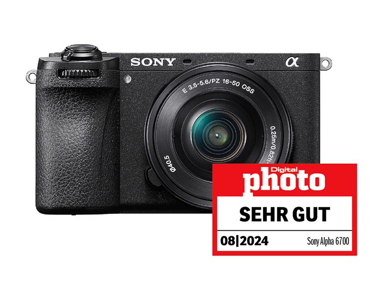 Sony Alpha 6700 mit Testlogo