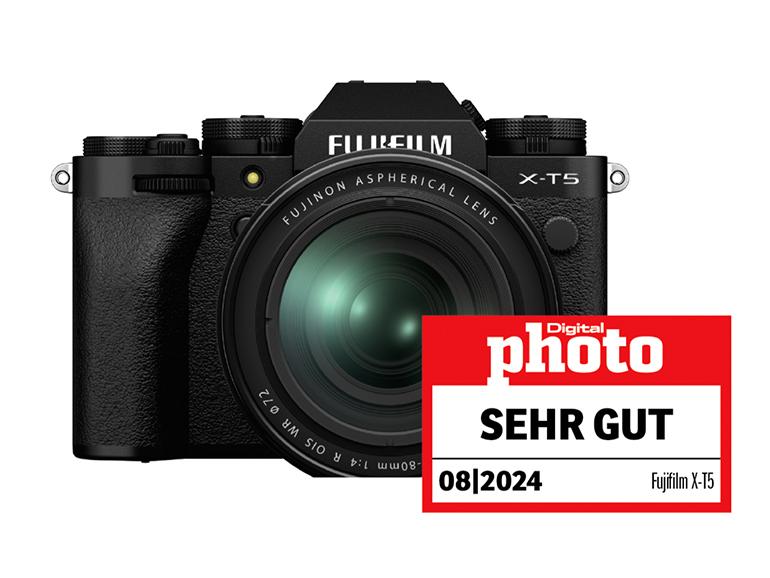 Fujifilm X-T5 mit Testlogo