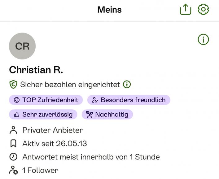 Das Profil gibt Hinweise auf potenzielle Käufer oder Verkäufer aus, ist aber möglicherweise von einem Betrüger eingekauft.